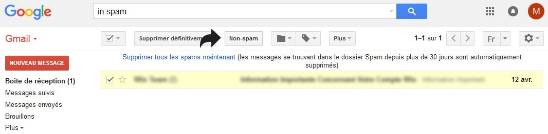 Annuler le marquage des e-mails Expat.com comme spam sur Gmail