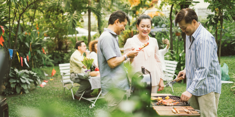 family having lunch together