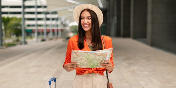 young woman traveling alone