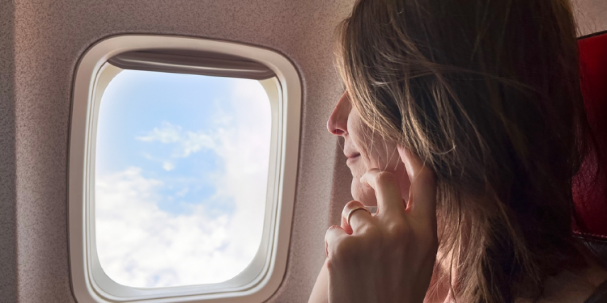 young woman on a flight