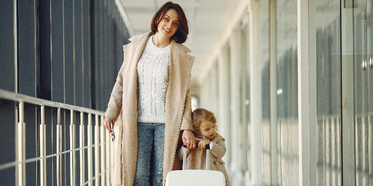 mother and daughter at the airport
