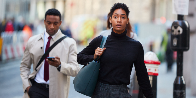 young woman going to work