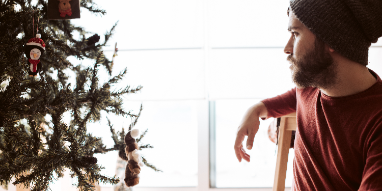 man alone for Christmas