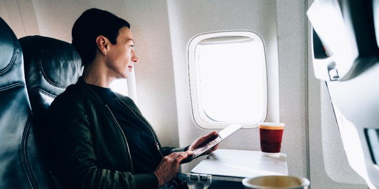 woman on flight