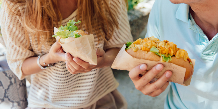couple eating street food