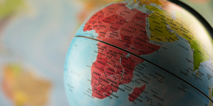 carte de l'Afrique sur le globe