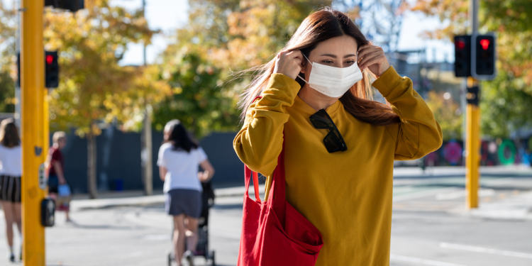 young lady wearing mask in New Zealand