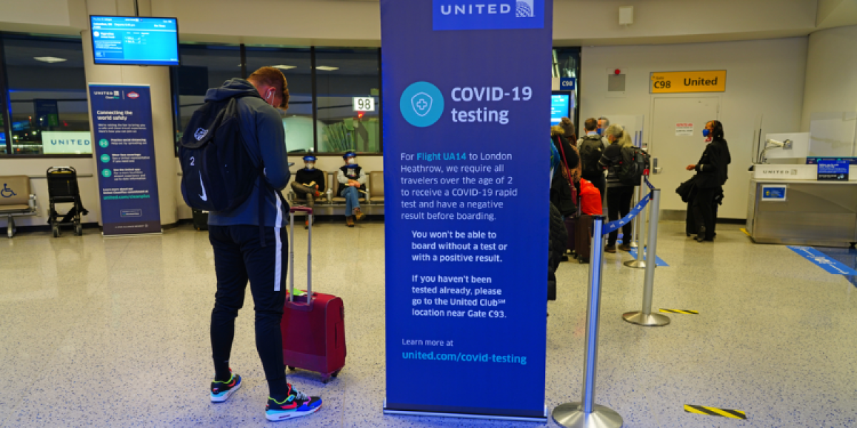 passenger at New York airport terminal