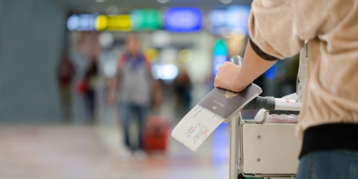 person with luggage at airport