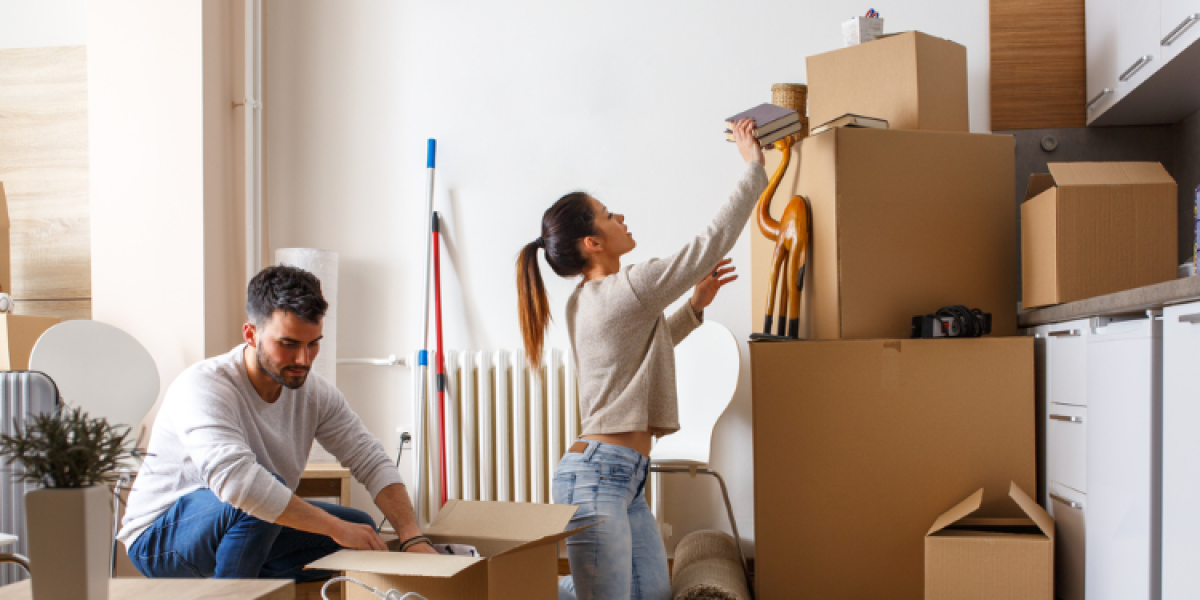 couple packing boxes