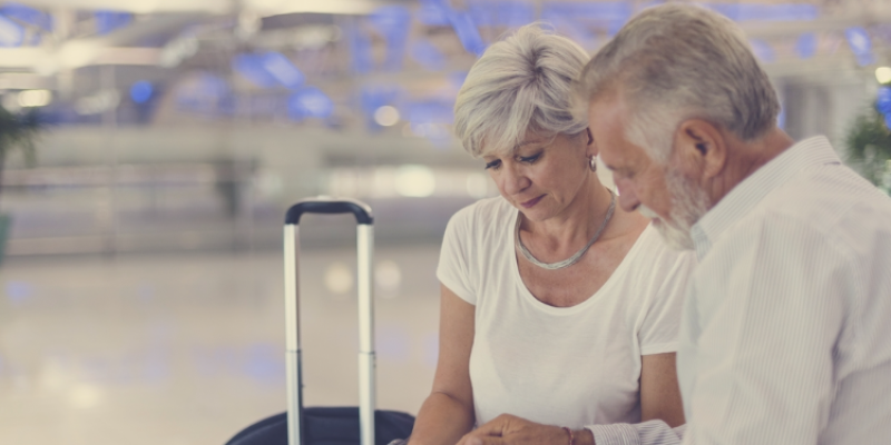retired couple travelling