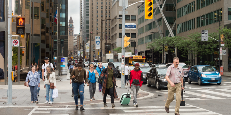 people walking in the street of Toronto