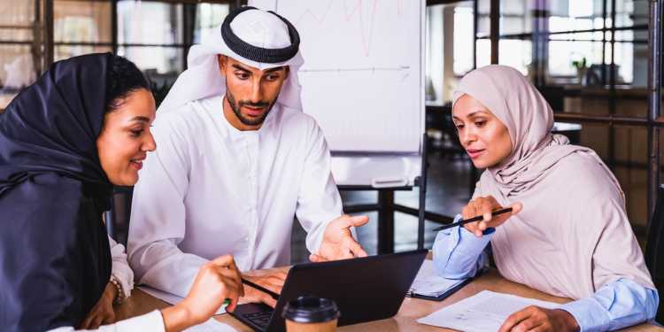 Arab workers at office