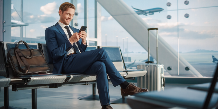 young man waiting at airport