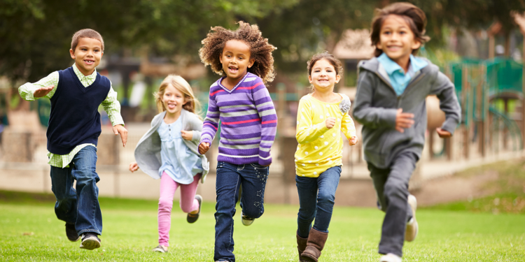 multicultural children at playground