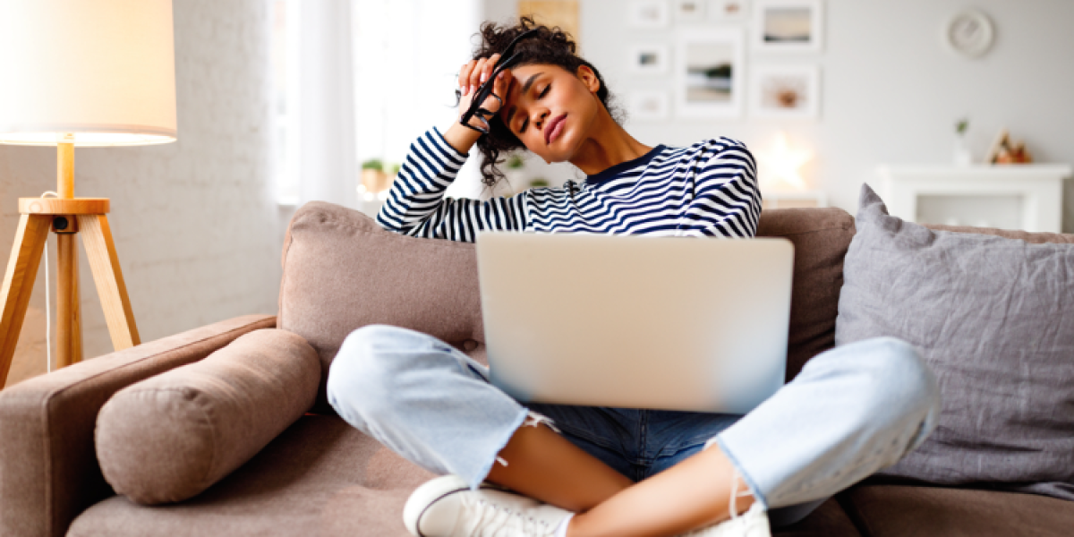 young woman working from home