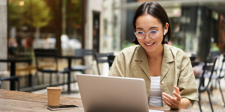 young woman working remotely