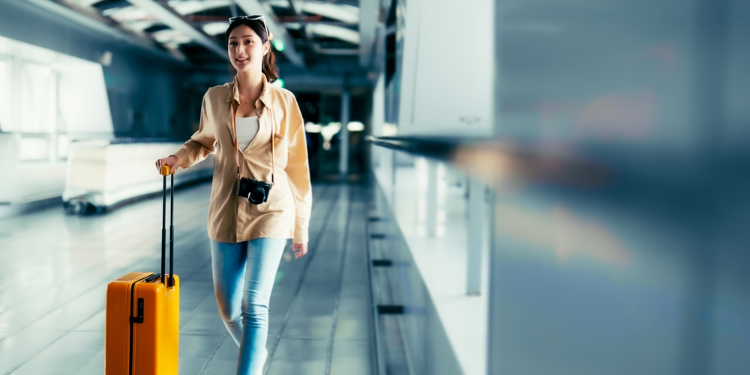 young woman traveling alone