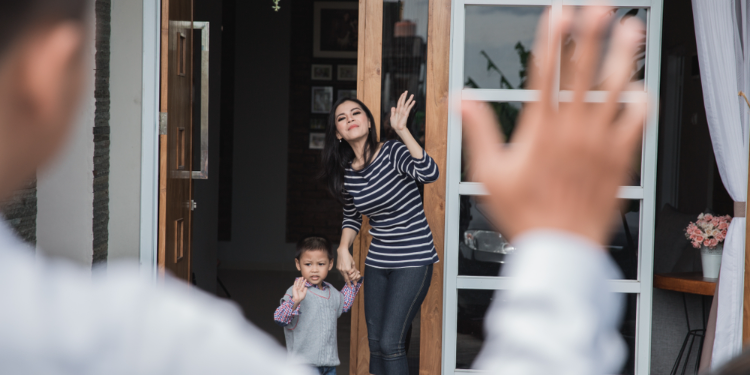 family saying goodbye