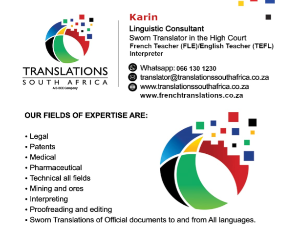 Translations South Africa/French Translations