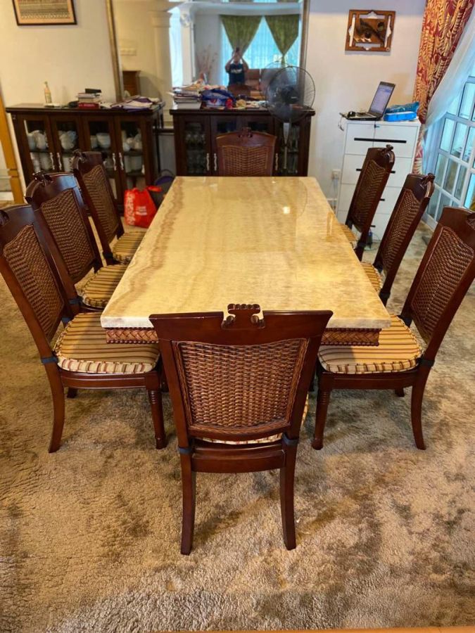 Marble Top Dining Set 8 seater, furniture in Malaysia