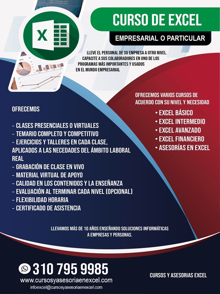 CURSOS Y ASESORIAS DE EXCEL PARA PERSONAS Y EMPRESAS