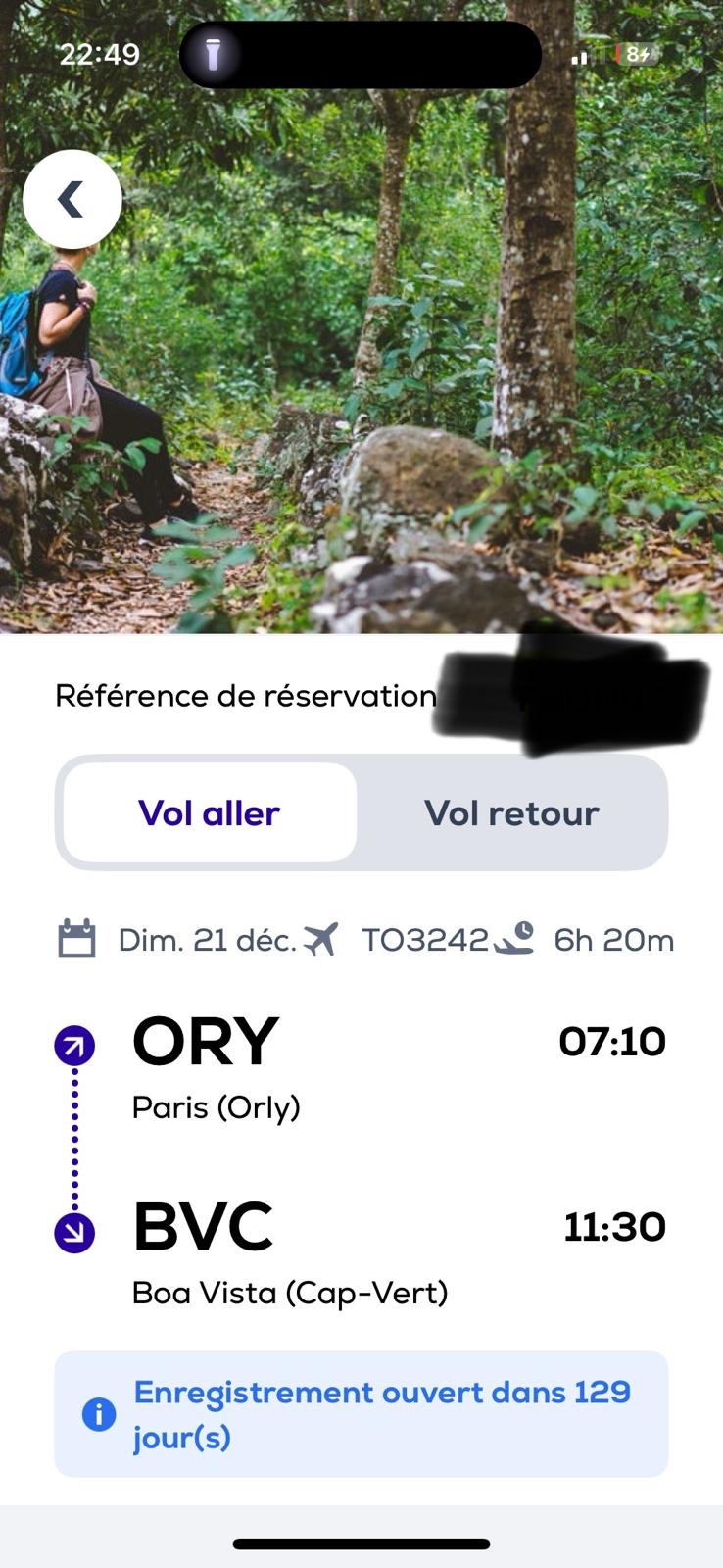 Revente billet avion A/R Orly Boa Vista -25%, vacances de décembre