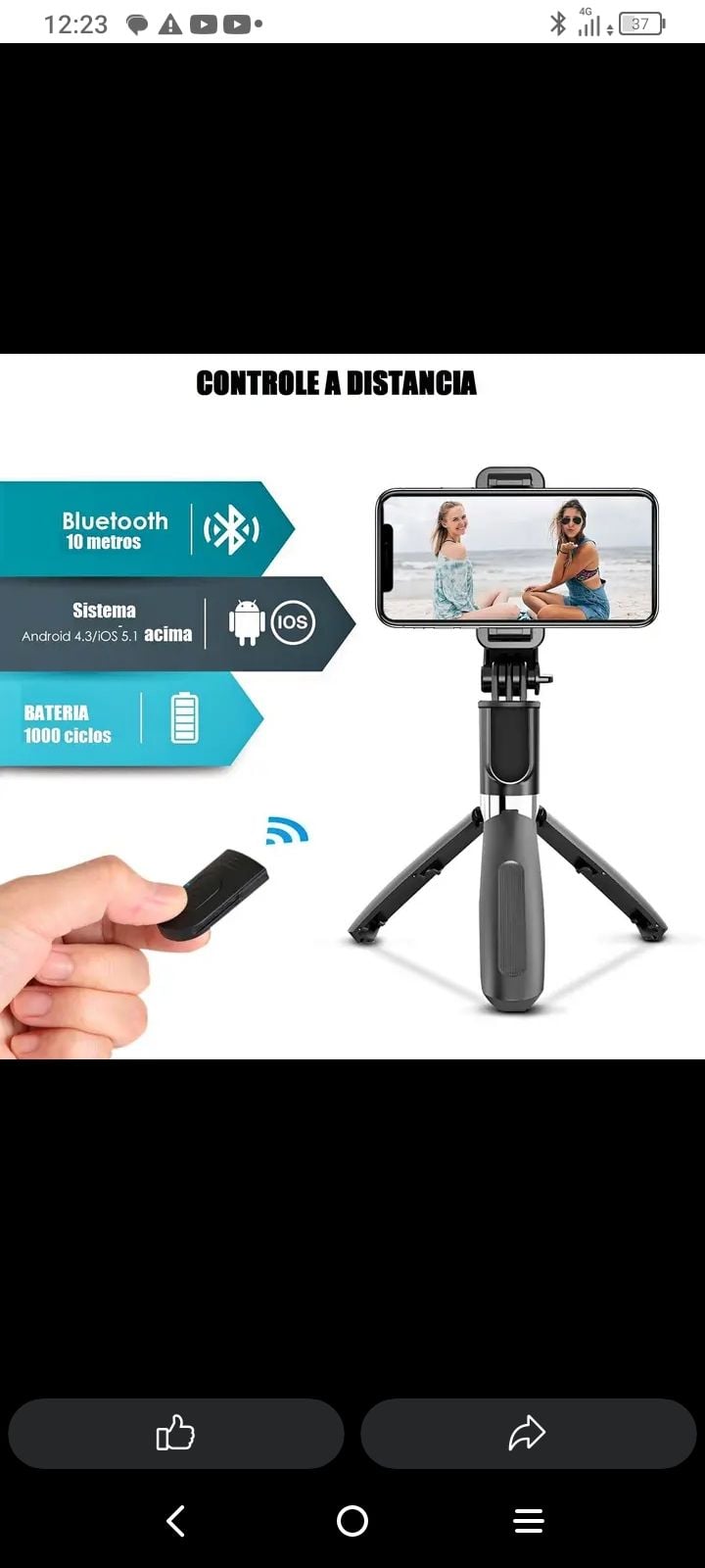 Selfie stick with remote