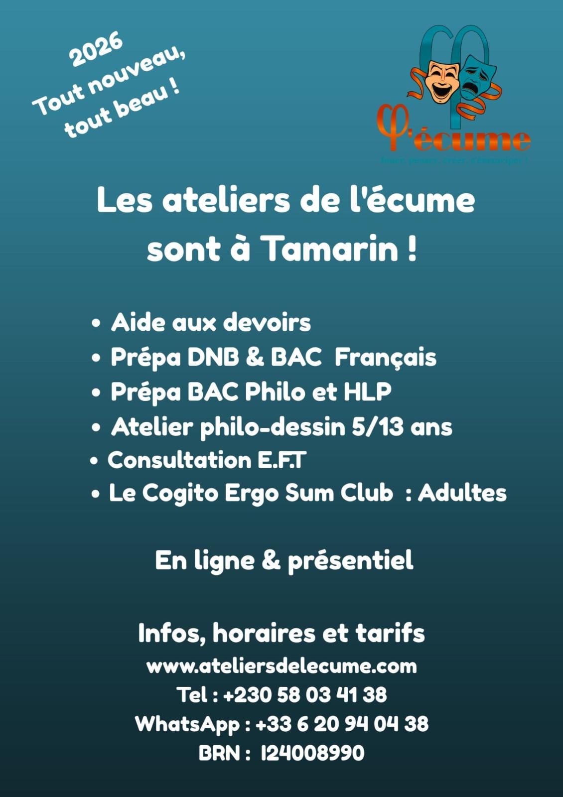 2026 : Les ateliers de l'écume s'installent à Tamarin !