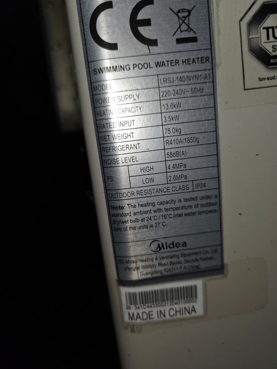POOL HEAT PUMP FOR SALE