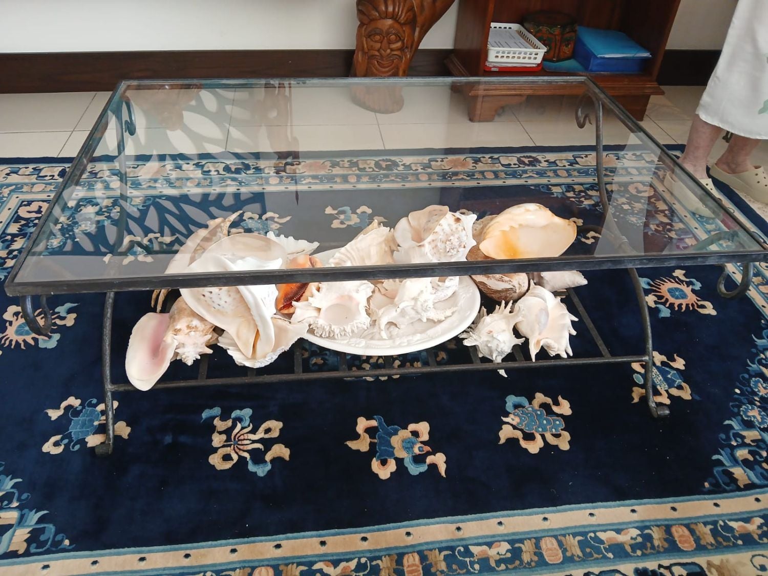 WROUGHT IRON TABLE WITH GLASS TOP