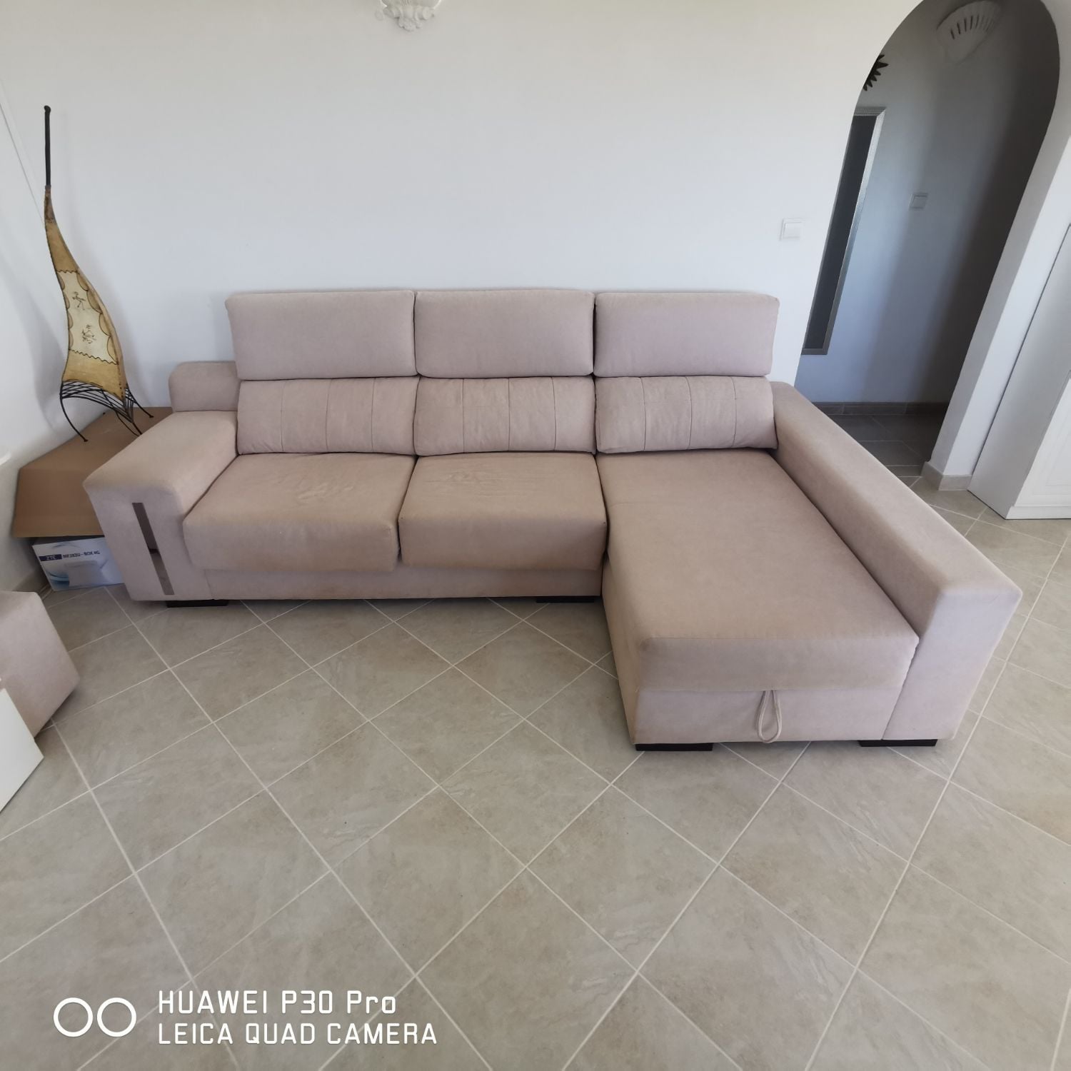 Canapé box beige en L