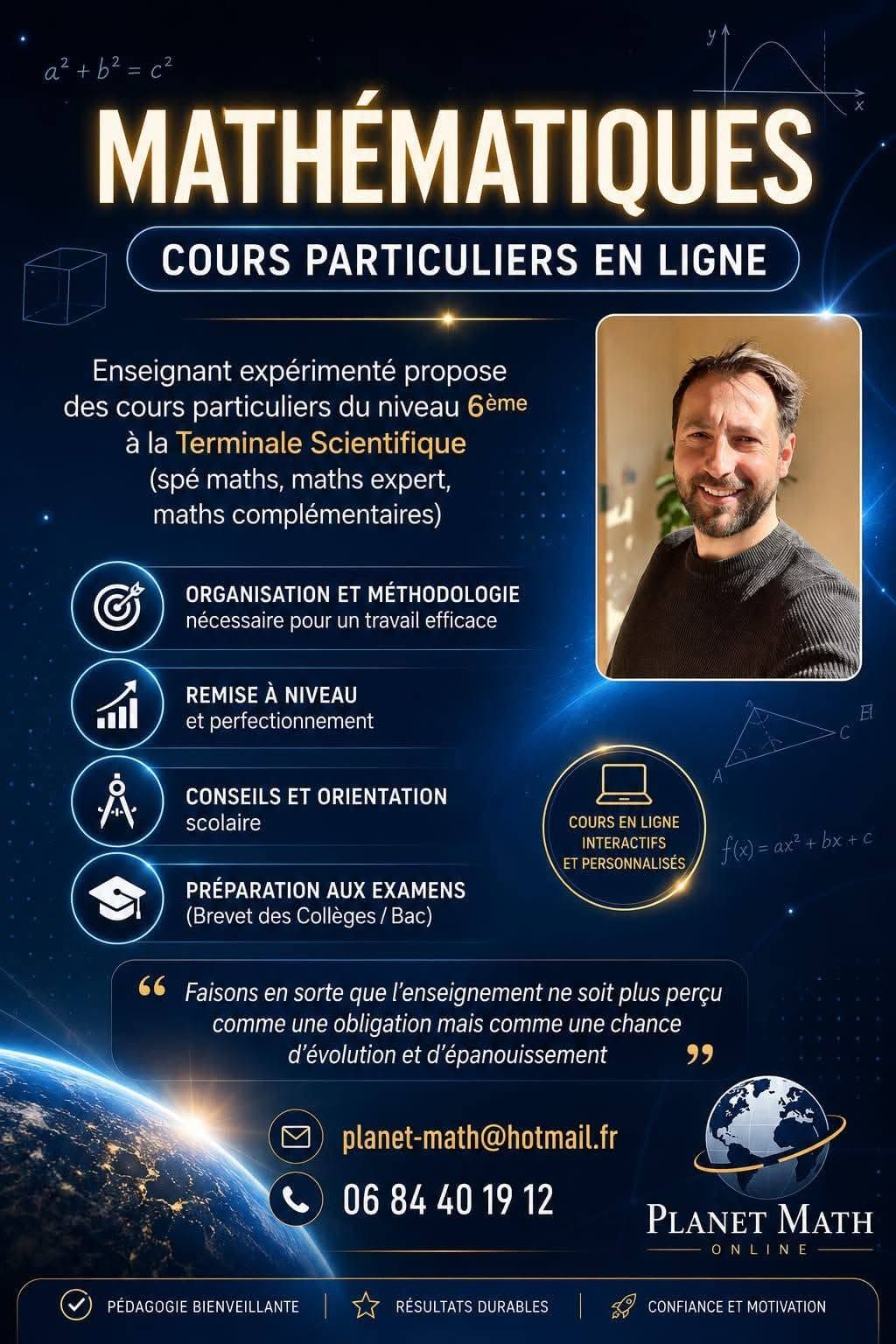 COURS PARTICULIERS DE MATHS EN LIGNE