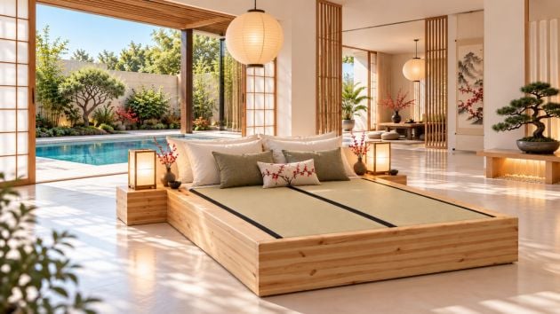 Entreprise de lits futon doubles au design tatami japonais élégant