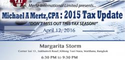 &quot;Don&#39;t Miss Out This Tax Season!&quot;: 2015 US Tax Update in Bangkok
