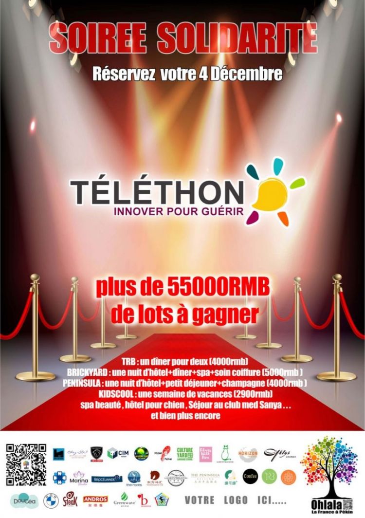 Soirée solidarité pour le Téléthon, par Ohlala, la France à Pekin !