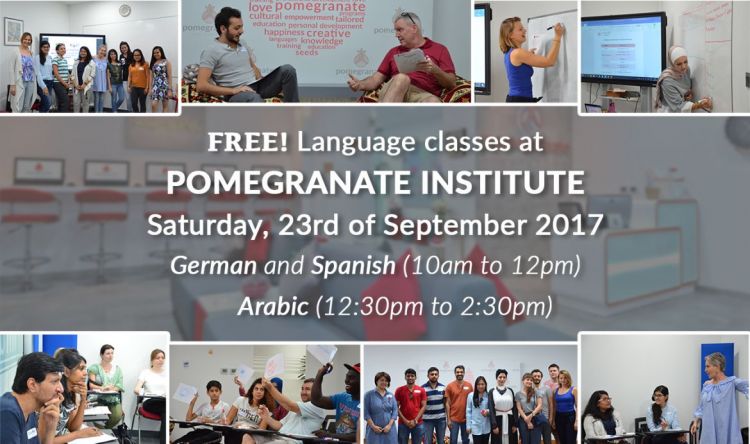 FREE Arabic, Spanish & German Classes at Pomegranate Institute