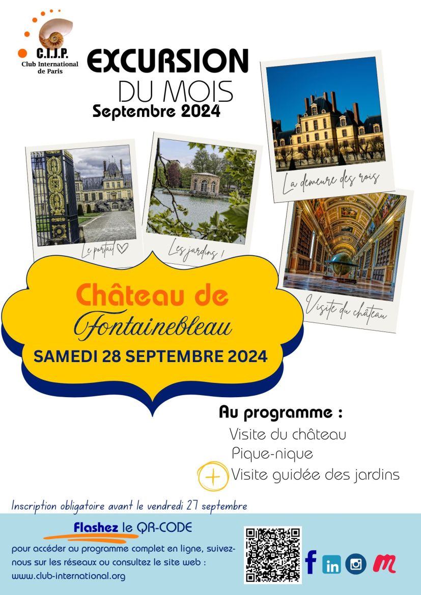 Excursion au château de Fontainebleau, Art et Culture, 28 Sept 2024