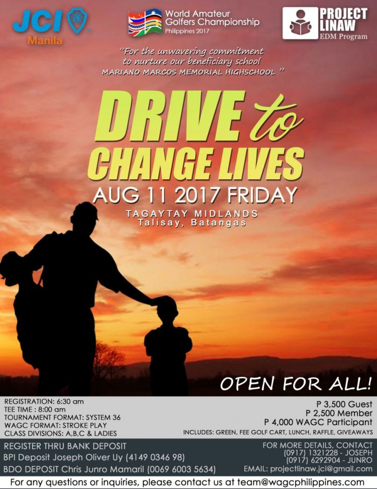 &quot;Drive to Change Lives&quot; Golf Tournament in Tagaytay Midlands Golf CC.