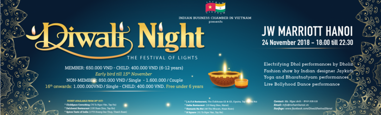 Invitation to Diwali 2018 on November 24th, 2018 by INCHAM Hanoi