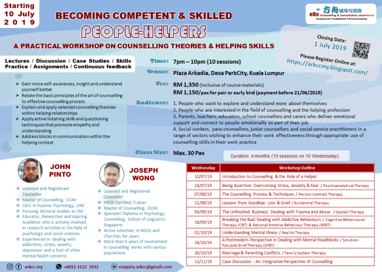 BECOMING COMPETENT & SKILLED PEOPLE-HELPERS: A PRACTICAL WORKSHOP ON COUNSELLING THEORIES & HELPING SKILLS