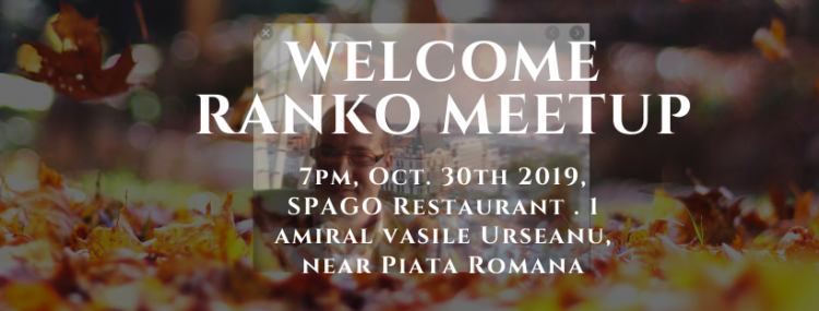 Wednesday Oct. 30th : Welcome Ranko Meetup at Spago