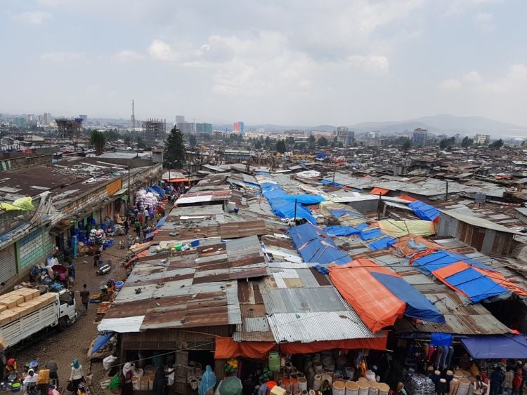 Overview of Merkato market in Addis Ababa