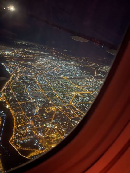 Dubai by night from plane