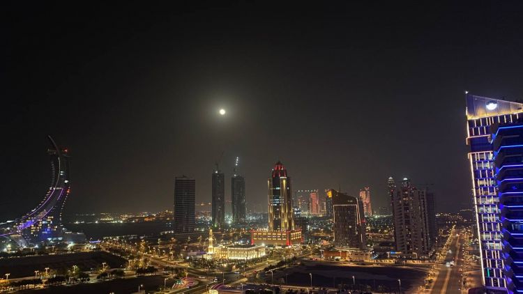 Full moon view from Lusail marina 