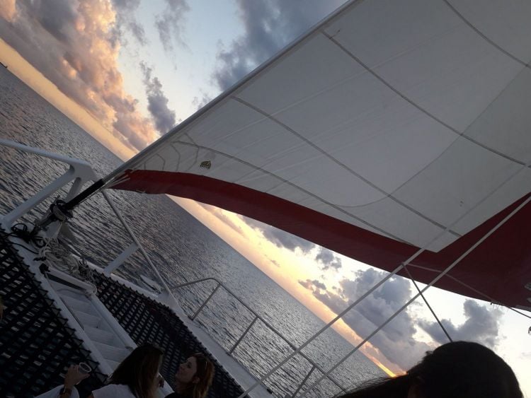Sunset on a catamaran