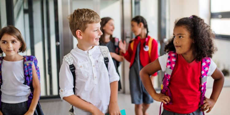 group of kids at school