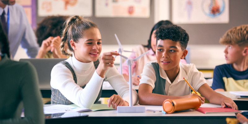 high school children in class