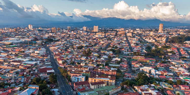 Aerial view of San José Costa Rica