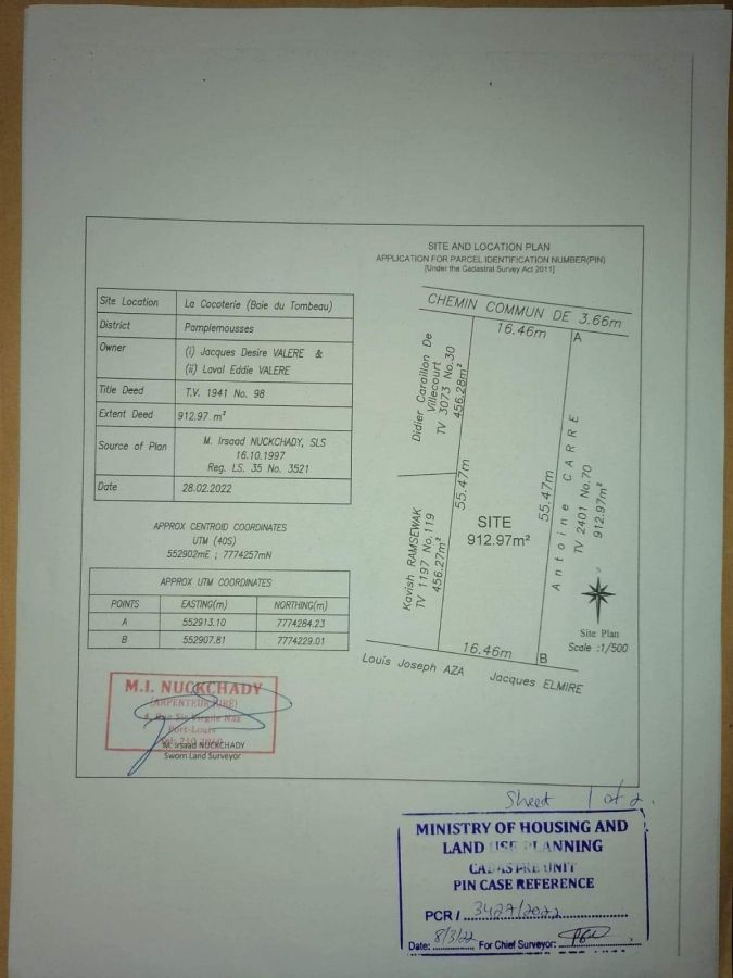 Terrain a vendre baie du tombeau 22pers 3.8million, Terrain à vendre
